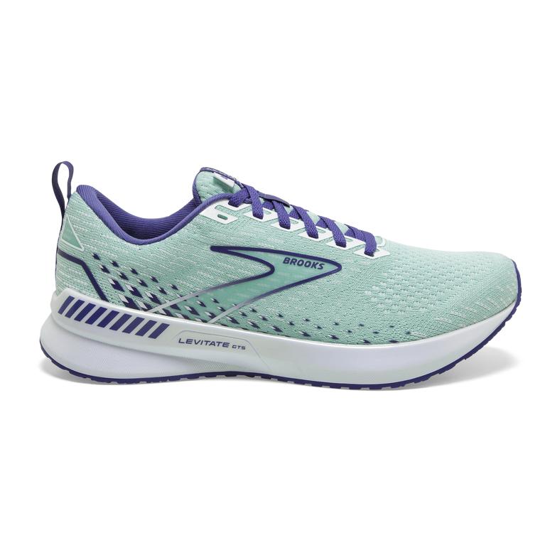 Brooks Womens Levitate Gts 5 Springy Road Running Shoes - PaleTurquoise/Yucca/Navy Blue/White (03459